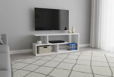 Produktbild von TV-Regal Lowboard Shefa Line Eden 100 Weiß | Modernes Wohnzimmer Möbel