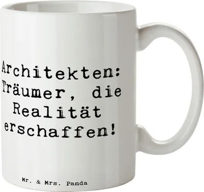 Produktbild von Mr. & Mrs. Panda Kaffeetasse Spruch Architekt Träumer - Weiß - Geschenk, Architekten, Berufsleben, Becher, Baukünstler, Kreativität, Architektur, Teetasse, Beruf, Zitat