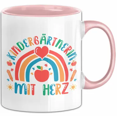 Produktbild von Kindergärtnerin Mit Herz Tasse Lustiges Geschenk Für Kindergarten (Rosa)