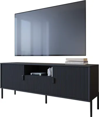 Image de Rabattone - Meuble TV, 155x40x69h cm Noir, un Tiroir
