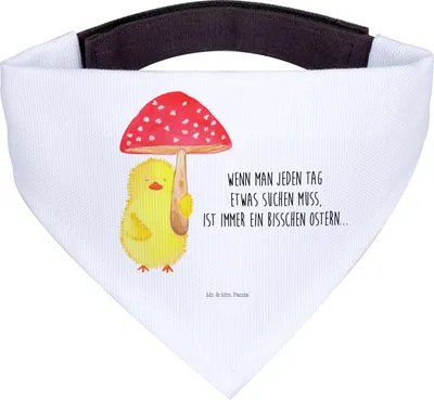 Produktbild von Mr. & Mrs. Panda Hunde Halstuch Küken Fliegenpilz - Weiß - Geschenk, Ostergrüße, Hund, Ostern, Hundehalstuch, Hunde-Halstuch, Frohe, Tuch, Glückspilz, Für
