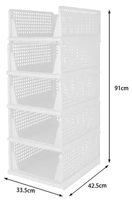 Produktbild von Kleiderorganizer - Faltbare stapelbare Aufbewahrungsboxen 5er Set Größe L - Kunststoffboxen für Kleiderschrank und Kommode - Schubladen Organizer - Weiß