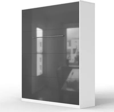 Produktbild von SMARTBett Schrankbett Standard  Weiss/Anthrazit Hochglanzfront 160 Vertikal