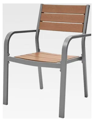 Produktbild von Gartenstuhl aus Aluminium mit Holz-Optik, stapelbar, 1 Stück