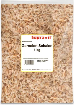 Produktbild von Supravit Getrocknete Garnelen für Hühner & Geflügel 1kg | Reich an Protein und Eiweiß | Auch für Schildkröten geeignet