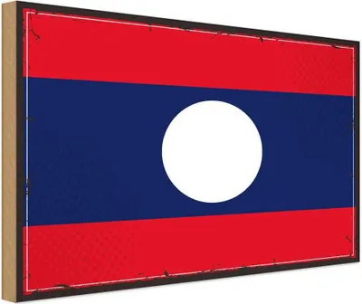 Produktbild von vianmo Holzschild 30x40 cm Laos Retro Flagge Fahne Wappen