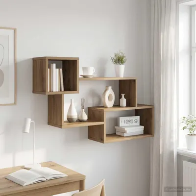 Image de Étagère suspendue exclusive, en chêne massif, dimensions : 87 x 20 x 55 cm