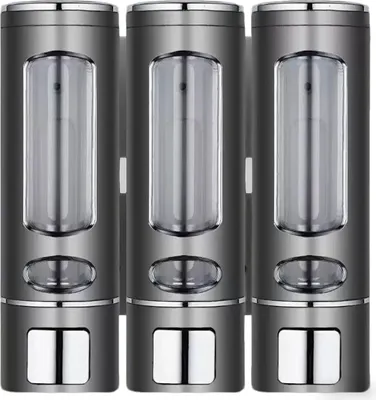 Produktbild von Handseifenspender Wandmontage, 400ml, Triple Seifenspender, manuell, schwarz Duschseifenspender