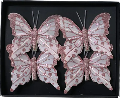 Produktbild von Schmetterling mit Clip 8cm 4er Set Rosa
