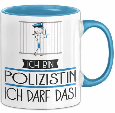 Produktbild von Geschenk für Polizistin Tasse Lustige Geschenkidee Geburtstag Ich Bin Polizistin Ich Darf Das (Blau)