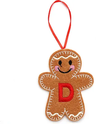 Produktbild von Lebkuchenmann-Ornamente, Initialen-Alphabet-Monogramm, Lebkuchen-Hängeornament, Familienname, Weihnachtsbaumschmuck