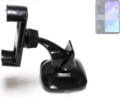Produktbild von K-S-Trade kompakte Handy-Halterung Windschutzscheibe kompatibel mit Tecno Pop 5X Armaturenbrett schwarz Autohalterung KFZ Halter Scheiben-Halterung