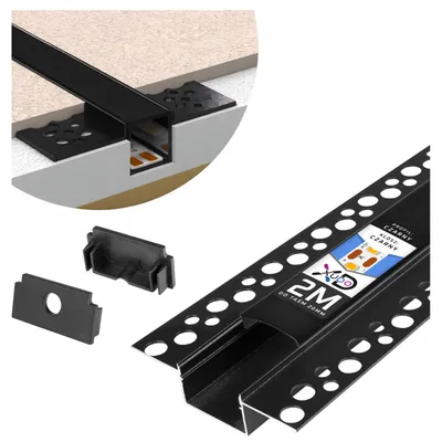 Produktbild von XUDO LED Einbauprofil Trockenbau 2 m Schwarz 20 mm mit schwarzer Abdeckung