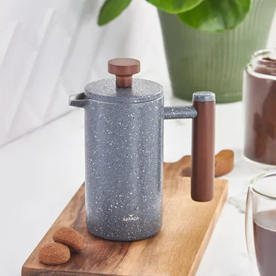Produktbild von Karaca Double Wall Grau Marmor Dunkle Kastanie French Press 350 Ml