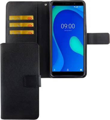 Produktbild von Wiko Y80 Tasche Handy Hülle Schutz-Cover Flip-Case mit Kartenfach Schwarz