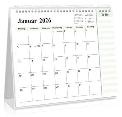 Image de Calendrier de bureau 2026, aperçu mensuel, format 27 x 23 cm, pour le bureau et la maison