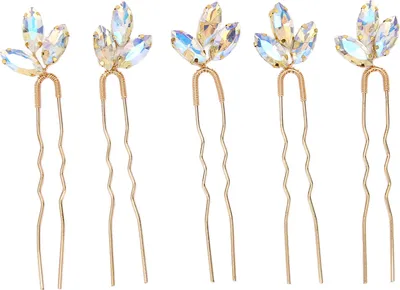 Produktbild von 5pcs Kristallblumenhaarstifte Einfacher retro elegant glänzender leichter Strassstein für Party Hochzeitsstrauß