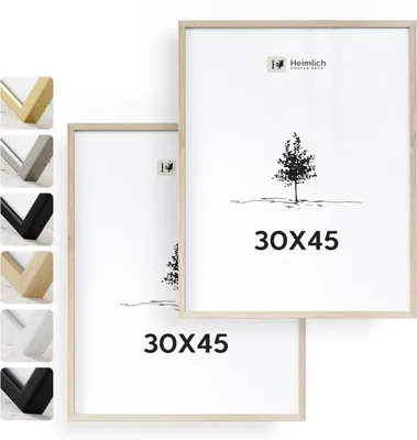 Productafbeelding van Fotolijst - 30x45 cm - Eikenhout - 2-pack - Kleine posterlijsten met plastic hoes - Alleen wandmontage