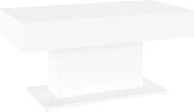 A white rectangular coffee table with a pedestal base, shown against a white background.