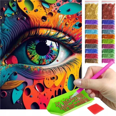 Produktbild von ARTULIO - Diamond Painting Set - Buntes abstraktes Auge - 40 x 30 cm - Bilder DIY, Crystal Art, 5D Diamant Painting