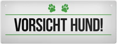 Produktbild von Vorsicht Hund! Metallschild mit Pfoten Motiv in grün Warnung Hinweis Achtung
