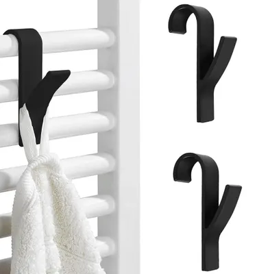 Image de Lot de 2 crochets de rangement – radiateur, porte-serviettes – 2 pièces, salle de bains, cuisine, maison – 9,5 x 6 x 2,5 cm