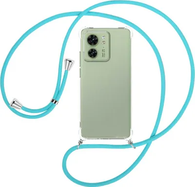Produktbild von Handykette Backcover-Schutzhülle mit Band (Metall silberfarben) für Motorola Edge 40 5G (6.55'') - türkis
