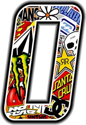 Produktbild von Sticker Rennnummer für Motorrad "0" Sticker Bomb 100 mm