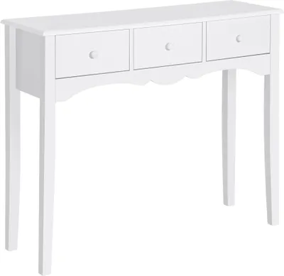 Produktbild von HOMCOM Konsolentisch aus Holz, Eingangsbereich, Flur, M?bel mit 3 Schubladen, fš¹r Wohnzimmer, Flur, Belastung 45 kg, 100 x 32 x 85 cm, Wei?