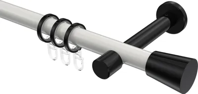 Produktbild von Interdeco Gardinenstange / Vorhangstange Weiß / Schwarz, Typ Prestige Sitra (Konus), 20 mm Ø 1-läufig, 200 cm