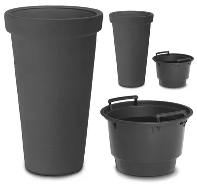 Productafbeelding van Bloempot antraciet, 63x40 cm, set van 2