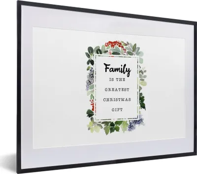 Produktbild von MuchoWow® Gerahmtes Poster Pflanzen - Weihnachten - Zitat - Familie 40x30 cm - Poster mit Schwarzem Bilderrahmen Wandposter Rahmen Foto Bilder - Bilderrahmen - Poster im Rahmen