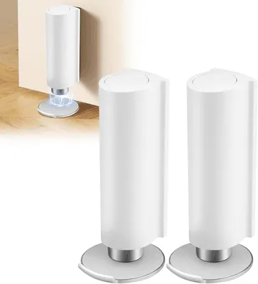 Obrázok produktu pre Magnetická dverová zarážka 2 ks, samolepiaca, nehrdzavejúca oceľ, odolná proti vetru, biela, pre interiérové
