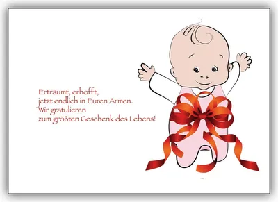 Produktbild von 4x Liebevolle Babykarte zur Geburt eines Mädchen mit Schleife
