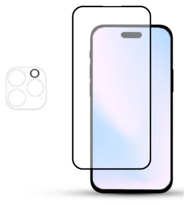 Obrázek produktu pro 1-balení iPhone 15 Pro Max Ochranné sklo na displej & 1-balení ochrana objektivu - Tvrzené sklo 9H - Super kvalita 3D
