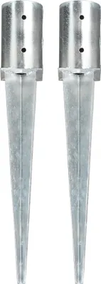 Immagine prodotto di The Living Store Picchetti da giardino, 2 pezzi, argento, 8x61 cm, acciaio zincato