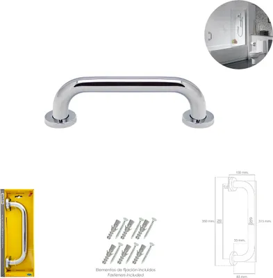 Image de Poignée de douche Maurer Shiny Chrome Ø 32 mm. Longueur 30 cm.