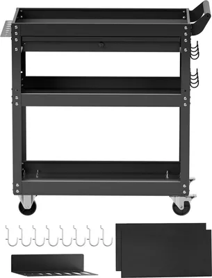 Produktbild von SucceBuy Werkzeugwagen 160kg, Transportwagen für Werkstatt, 830x350x826mm, Schwarz