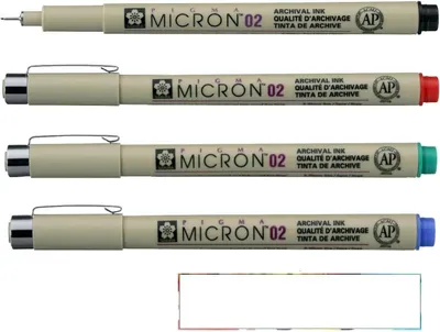 Imagen del producto de Sakura Pigma Micron 02 (0,3 mm) - 4 colores - Rojo - Verde - Azul - Negro - Fabricado en Japón (Importado)
