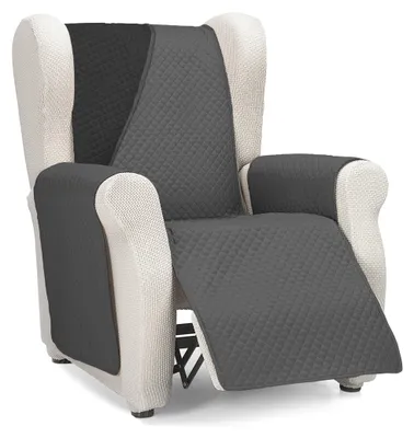 Gewatteerte Bankhoes, umkehrbar, anthrazit/schwarz, 1-Sitzer