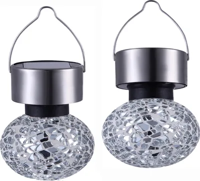 Produktbild von Mosaik Solarleuchten zum Aufhängen - 2XLED Solarkugeln für Garten, DEKO Laternen