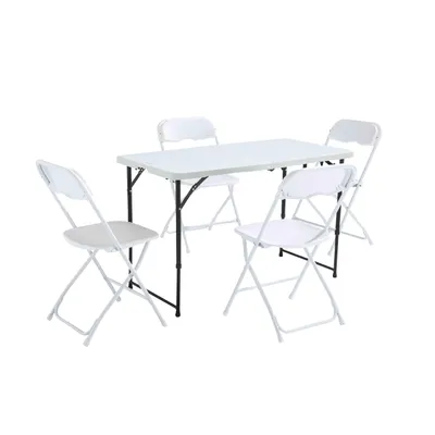 Image de Ensemble table et 4 chaises extérieures 122 cm - Oviala REKKEM