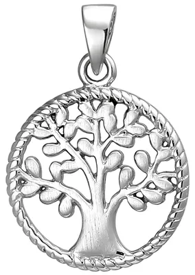 Produktbild von Anhänger Baum aus 925 Silber Silberanhänger Halsschmuck teilmattiert rhodiniert