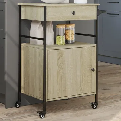 Produktbild von Küchenwagen Sonoma-Eiche 56x43x89,5 cm Holzwerkstoff - Servierwagen 842392