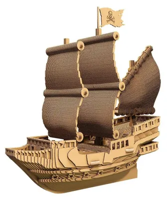 Produktbild von PIRATENSCHIFF 3D Karton Puzzle Modellbausatz aus Karton und Holz