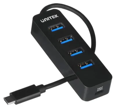 Produktbild von UNITEK Hub USB-C 4x USB-A 3.1. Aktiv. 10 Watt. H1117B