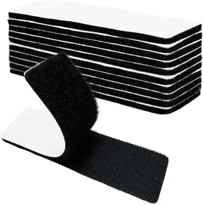 Productafbeelding van Klittenbandstrips - Dubbelzijdig plakband - Decoratie Ophangen - Schadevrij Bevestigen - 10x 3x10 cm - Zwart
