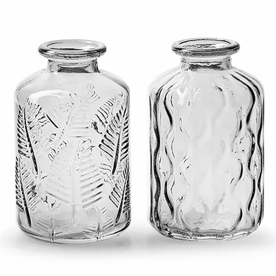 Produktbild von 12 x kleine Vasen aus Glas Vintage H 10 cm - Glasvasen Tischvasen Blumenvasen Tischdeko Väschen