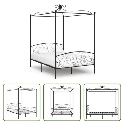 Produktbild von The Living Store Himmelbett-Gestell Schwarz Metall 120 x 200 cm