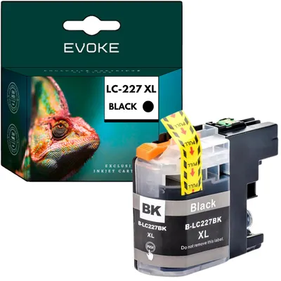 Image de Cartouches d'encre Evoke pour imprimantes Brother, modèle 227XB, noir, 30 ml, rendement de 1430 pages, références LC227BK / LC227XLBK, compatibles avec les modèles DCP-J4120DW, DCP-J562DW, MFC-J5320DW, MFC-J4620DW